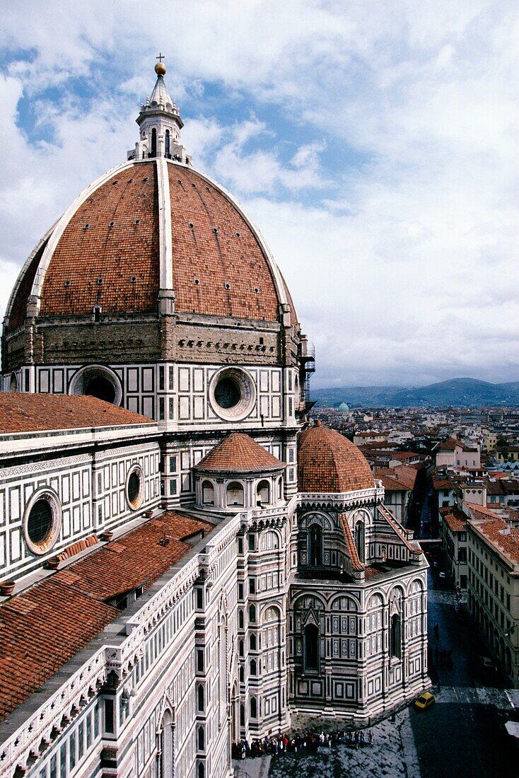 Blick auf den Dom und Florenz, hoher Blickwinkel
