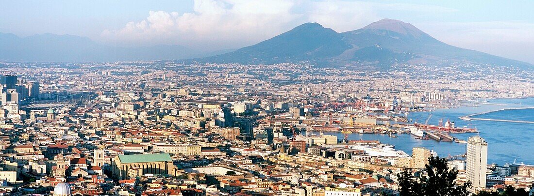 Bay Of Naples, The City And Vesuvius