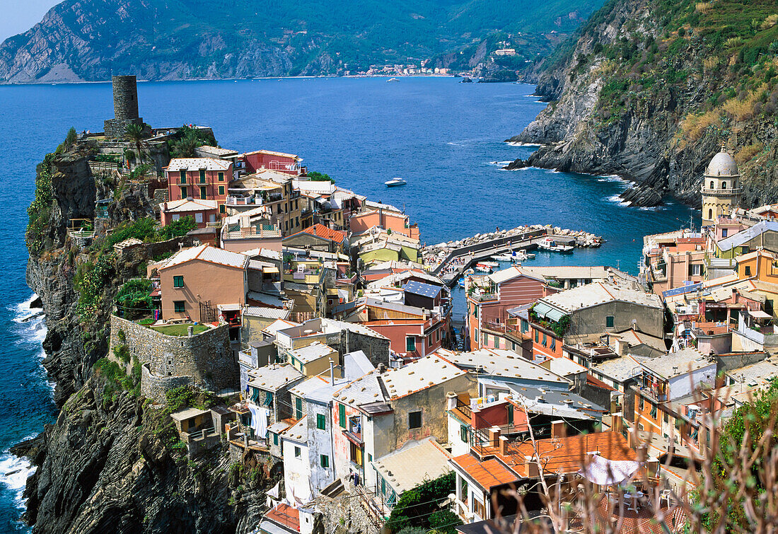 View Over The Rooftops Of Vernazza Village.