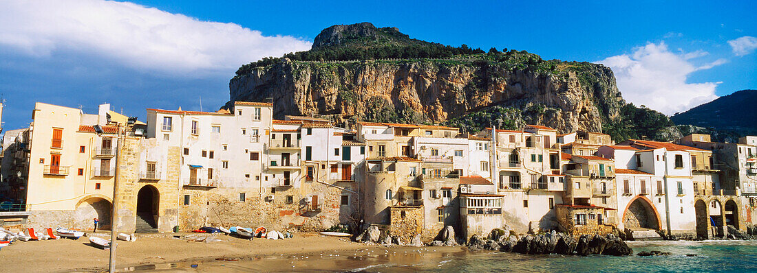 Cefalu Harbour And La Roca Behind