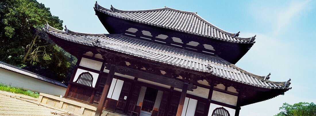 Canted Angle Photograph Of Kaidan-In Buddhist Temple.