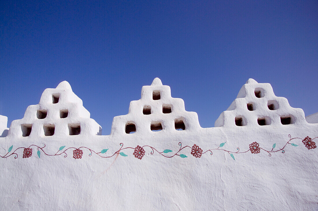 Ornate Wall Of Mud Building, Close Up