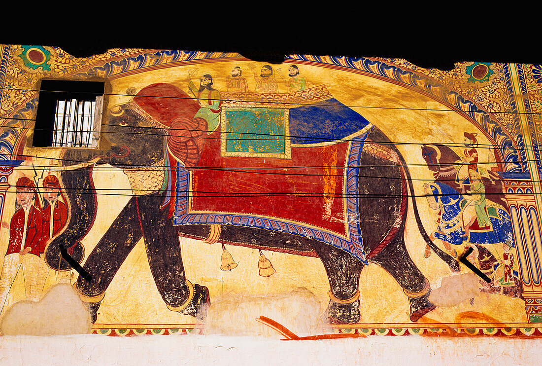 Elefant auf Haveli Residenz Wand gemalt