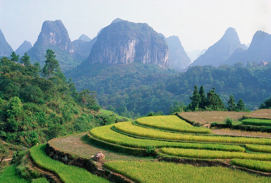 Karstlandschaft mit Bergen, Guangxi