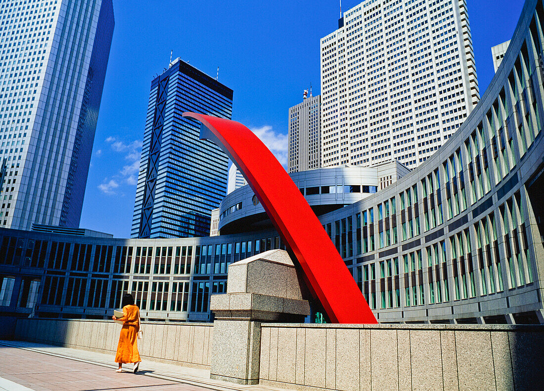 Woman Passing Tokyo Metropolitan Government Building