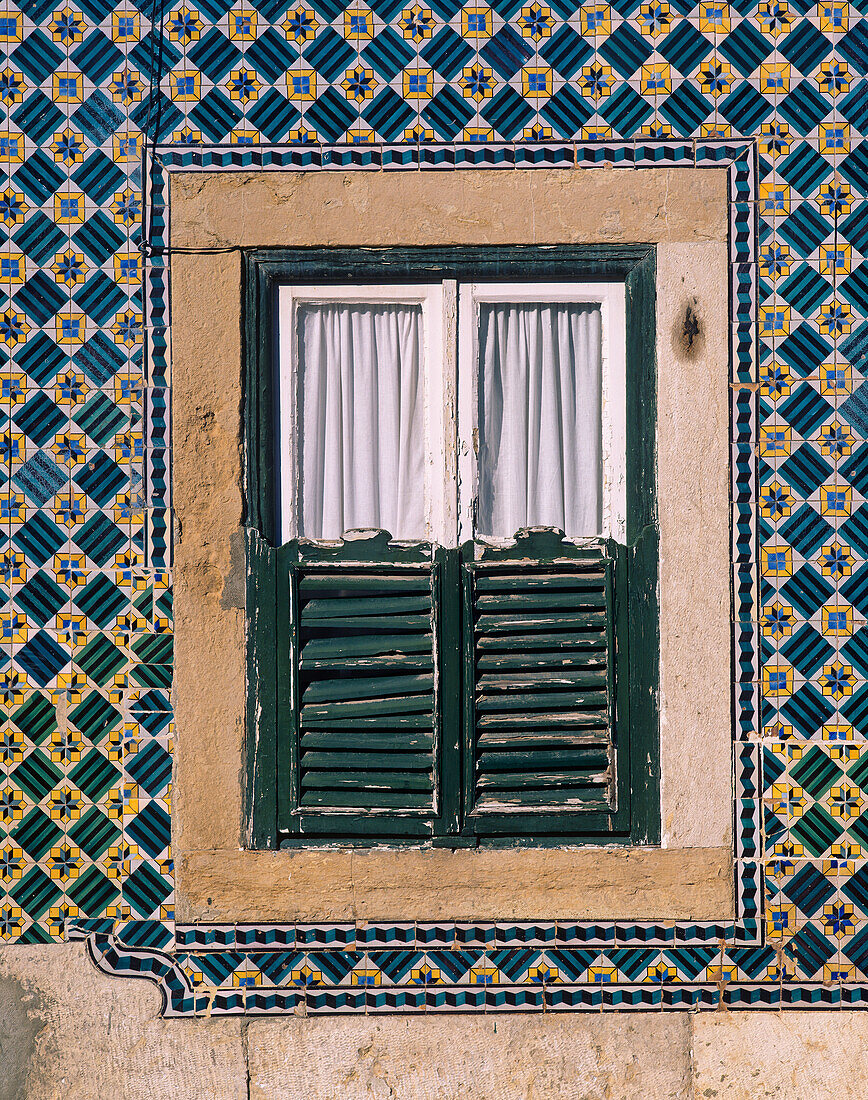 Window And Painted Ceramic Tiles, Close Up