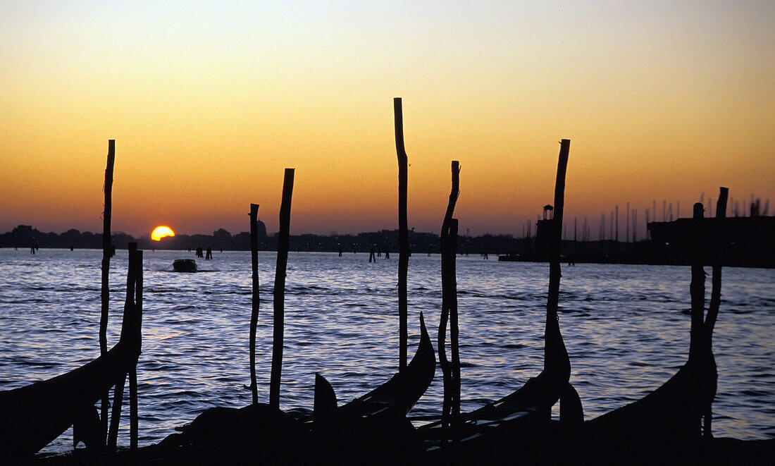 Gondolas At Sunset