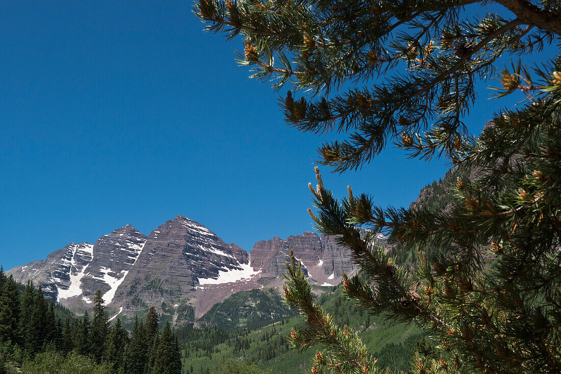 Maroon Bells, Die meistfotografierten Berge Nordamerikas; Aspen, Colorado, Vereinigte Staaten Von Amerika