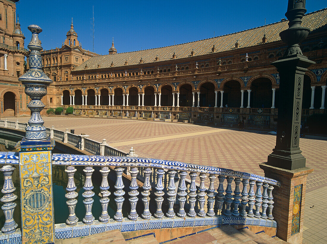 Railings And Courtyard Of Plaza De Espana