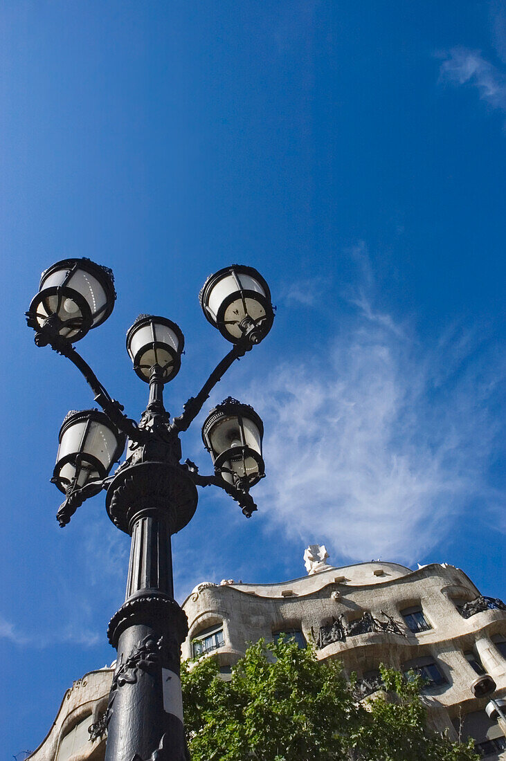 Casa Mila And Lamp Post