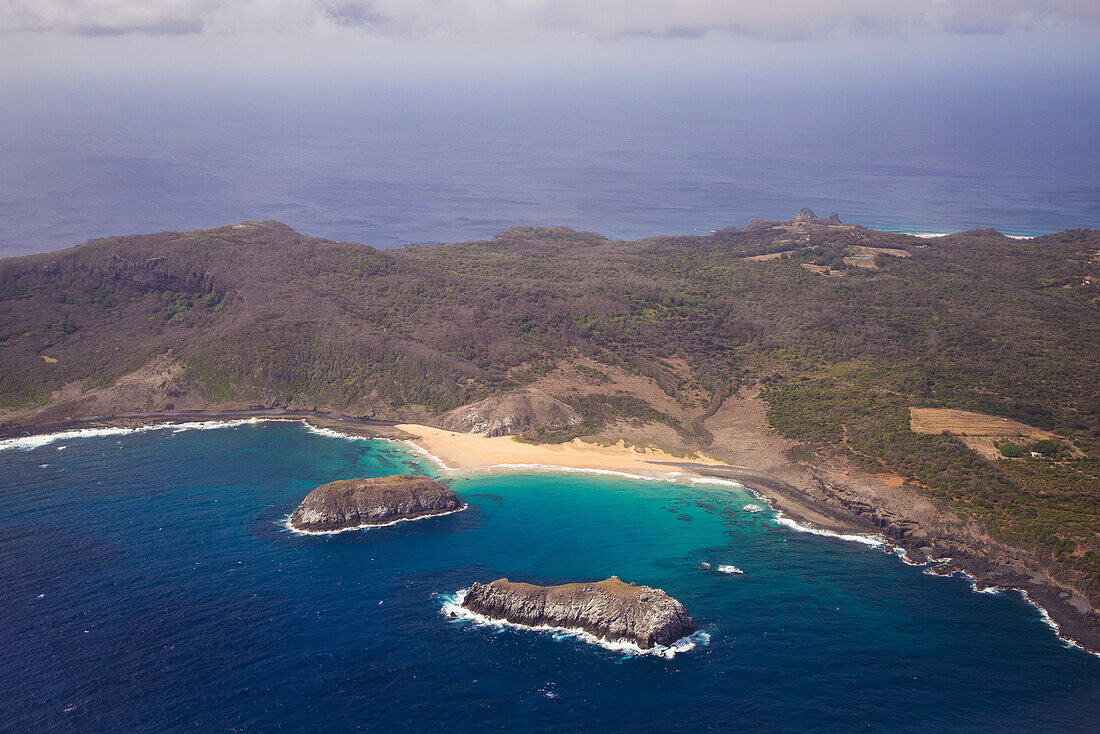 Aerial View Of The Coastline; Praia Do Leao Fernando De Noronha Pernambuco Brazil