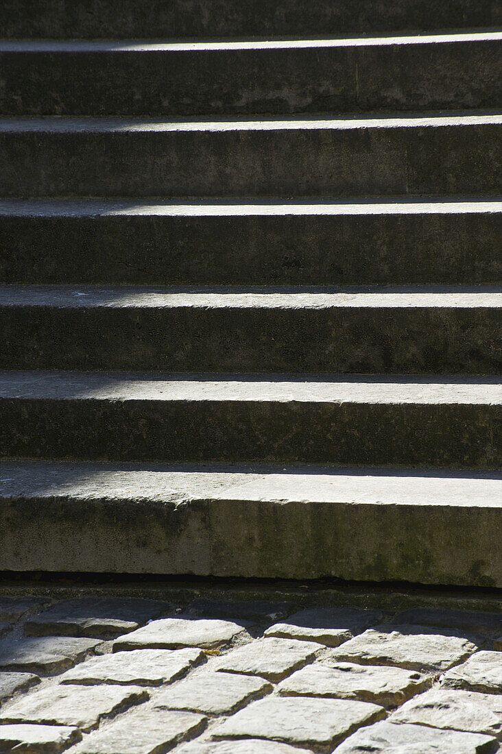 Concrete Steps Illuminated By Sunlight; Paris, France