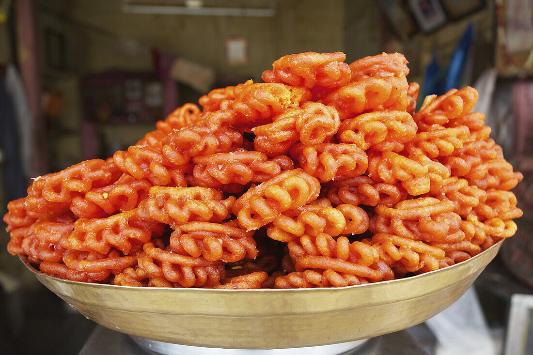 Jalebi In A Sweet Shop; Hyderabad, Andhra Pradesh, India