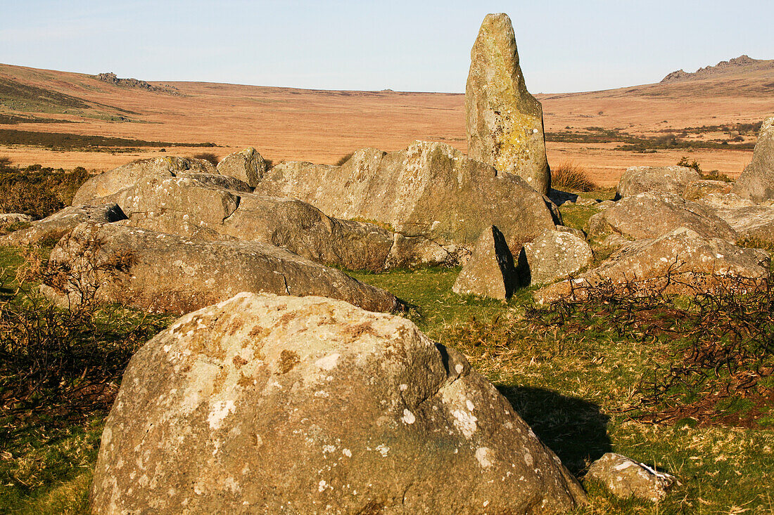 Blue Stone Pillar In A Field Near Village Of Mynachlog-Ddu; Pembrokeshire, Wales