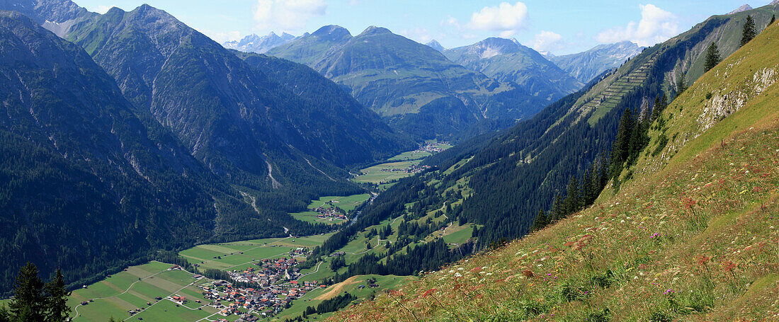 A Town In A Valley; Holzgau Im Lechtal, Tirol, Austrial