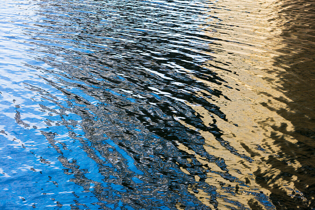 River water surface details, reflections and abstracts, ripples and patterns. 