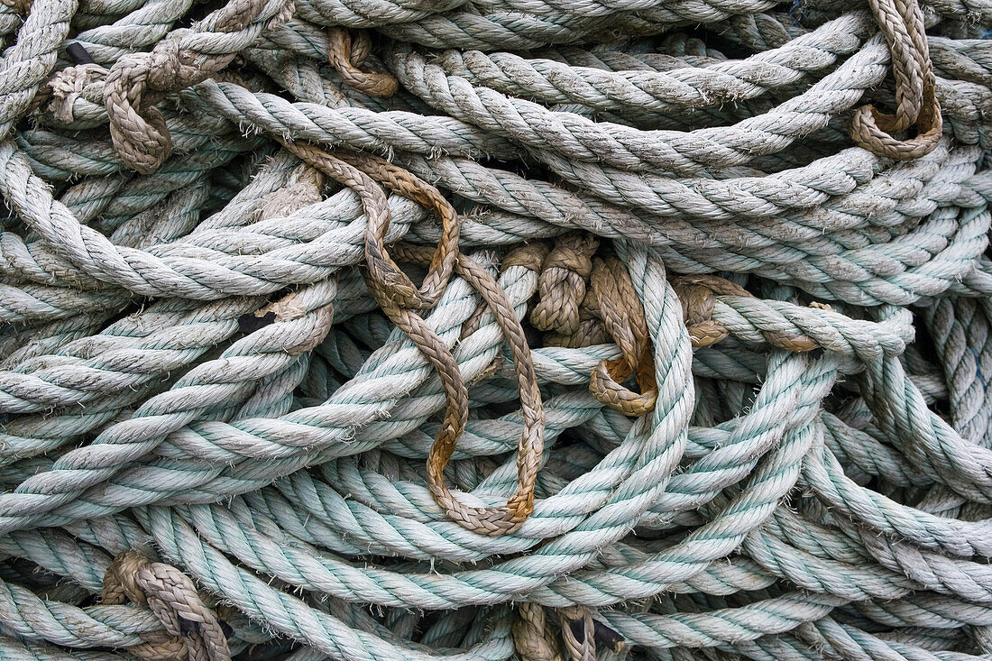 A pile of industrial rope heaped up.