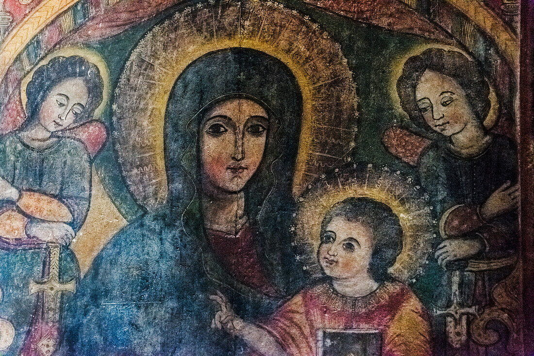 Mural inside Church of Debre Birhan Selassie (Trinity and Mountain Light), Gondar, Ethiopia