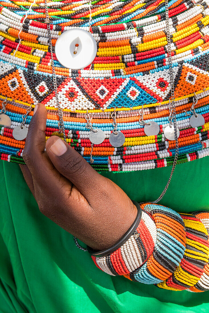 Africa, Kenya, Samburu National Reserve. Tribal handicrafts, jewelry.