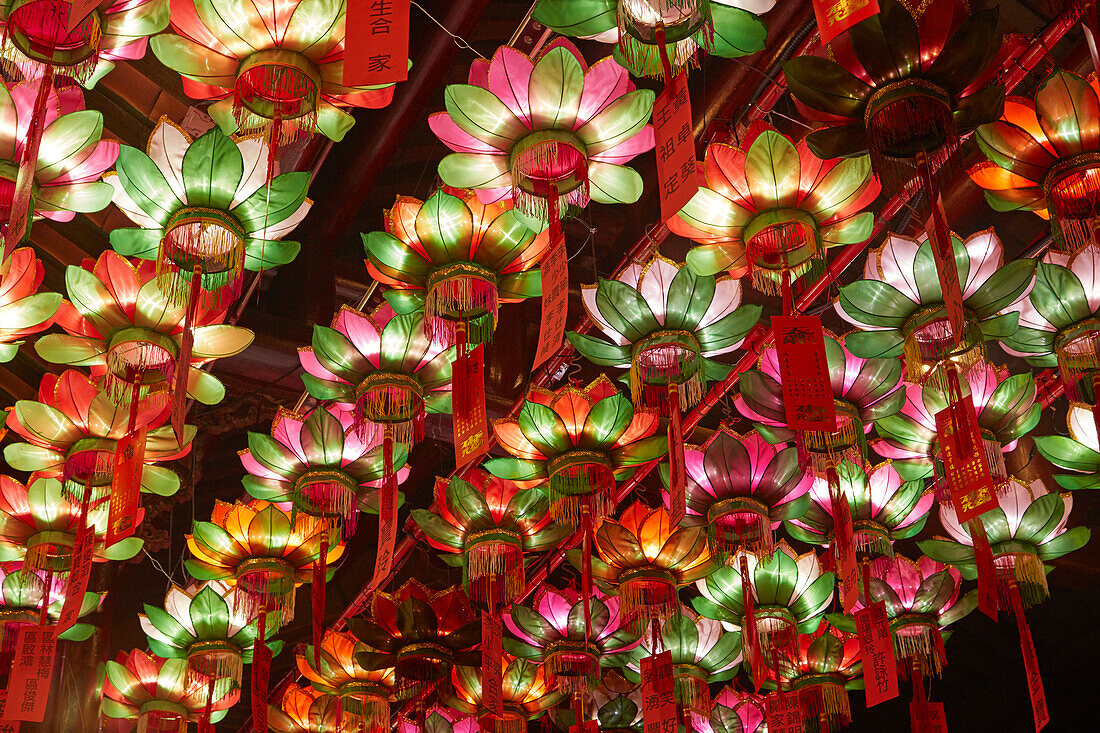 Lanterns in historic Pak Tai Temple (1863) Wan Chai, Hong Kong, China