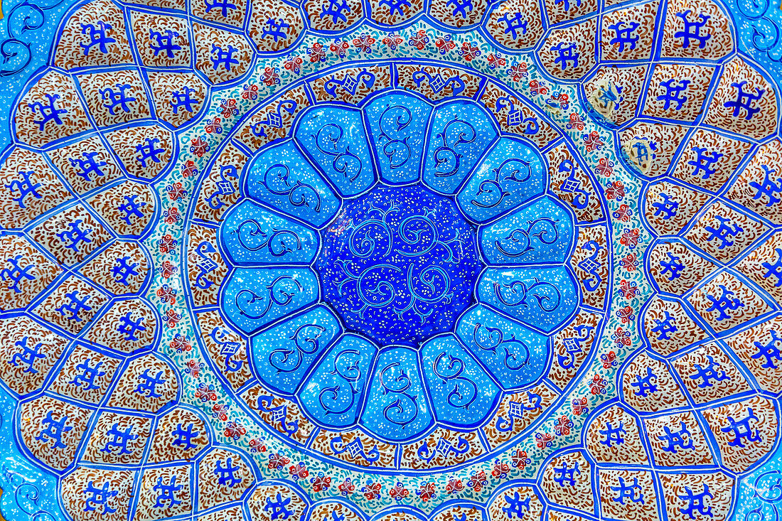 Ancient Arab Islamic Designs. Blue Pottery, Madaba, Jordan