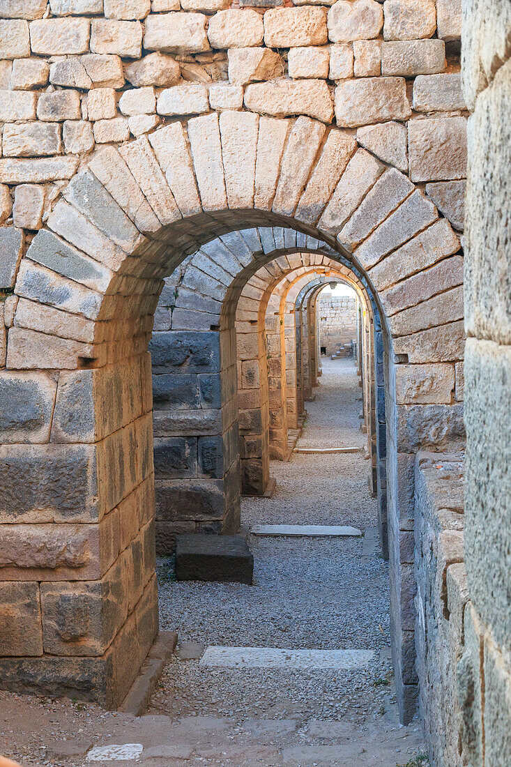 Turkey, Izmir Province, Bergama, Pergamon. Ancient cultural center. Arches of the sanctuary of Trajan.