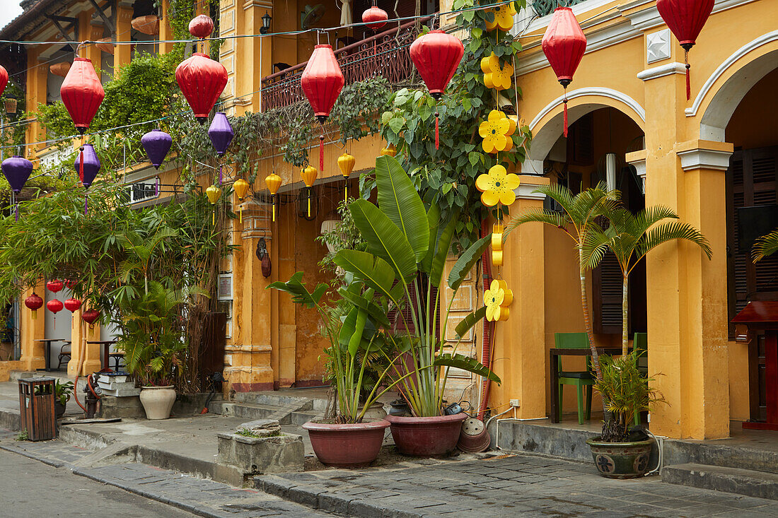 Restaurants and lanterns, Hoi An (UNESCO World Heritage Site), Vietnam