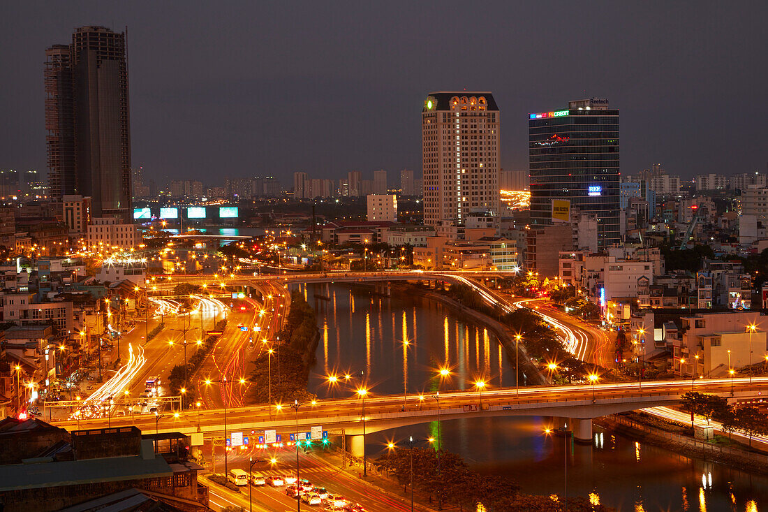 Traffic beside Ben Nghe River, Ho Chi Minh City (Saigon), Vietnam