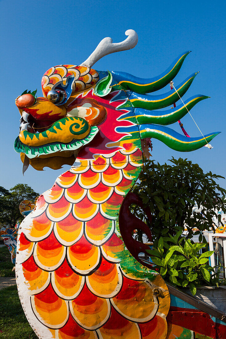 Vietnam, Hue. Dragon excursion boats, Perfume River