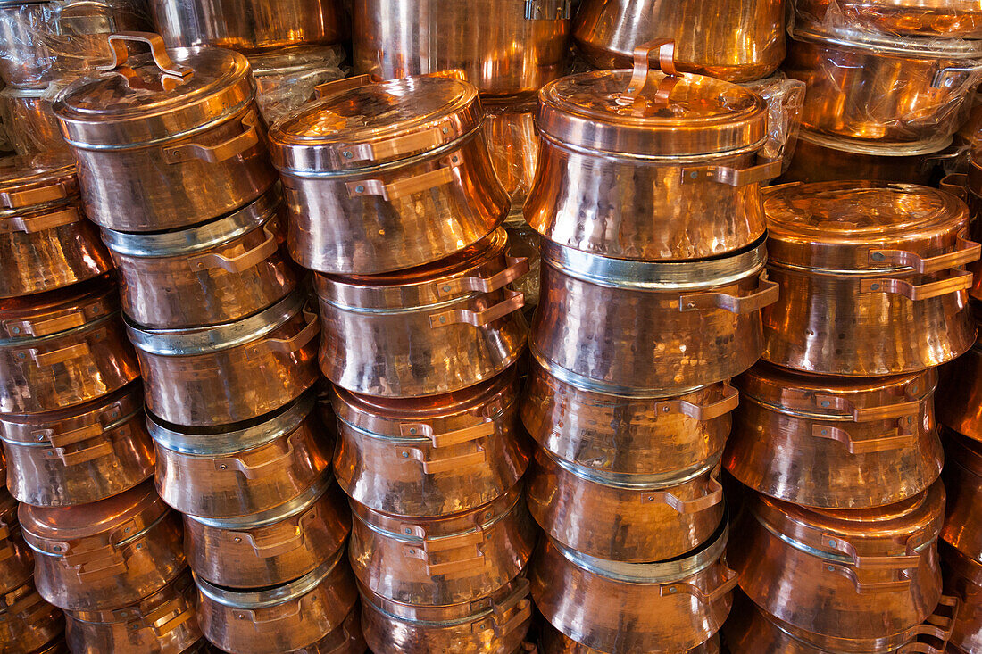 Southeastern Iran, Kerman, End To End Bazaar, Copper Pots