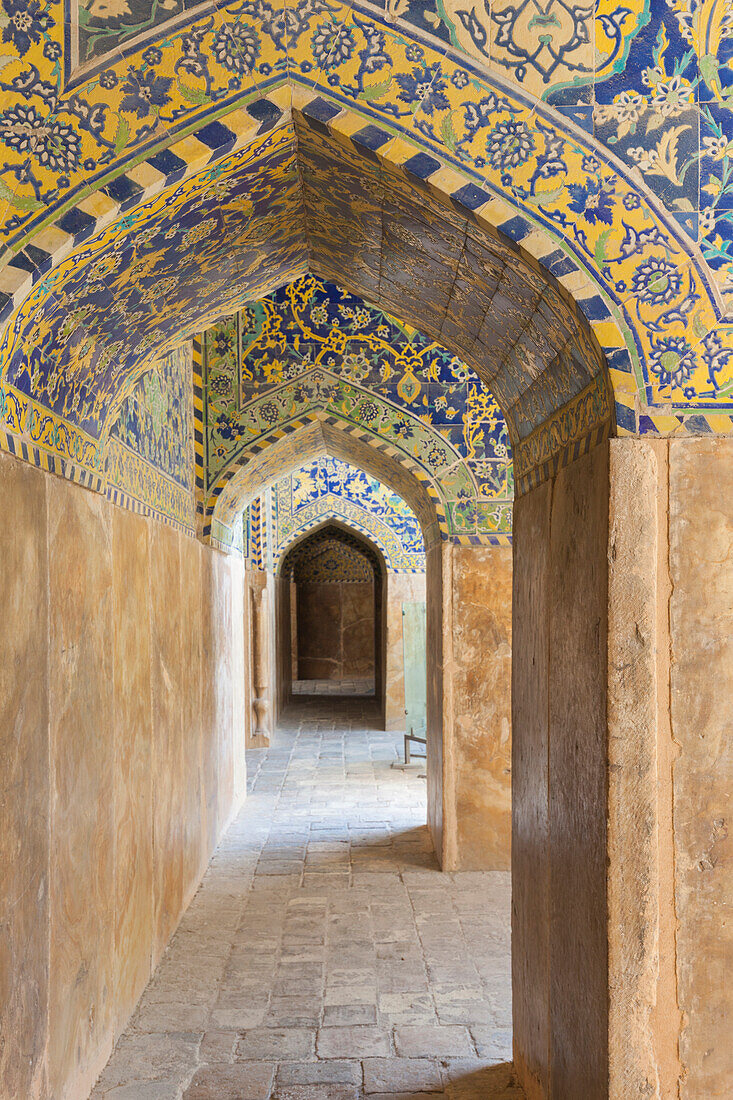 Central Iran, Esfahan, Naqsh-E Jahan Imam Square, Royal Mosque, Interior Mosaic