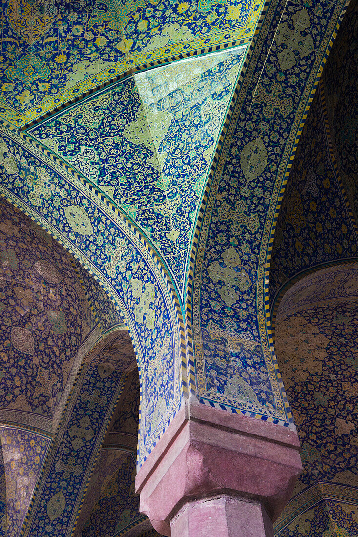 Central Iran, Esfahan, Naqsh-E Jahan Imam Square, Royal Mosque, Interior Mosaic