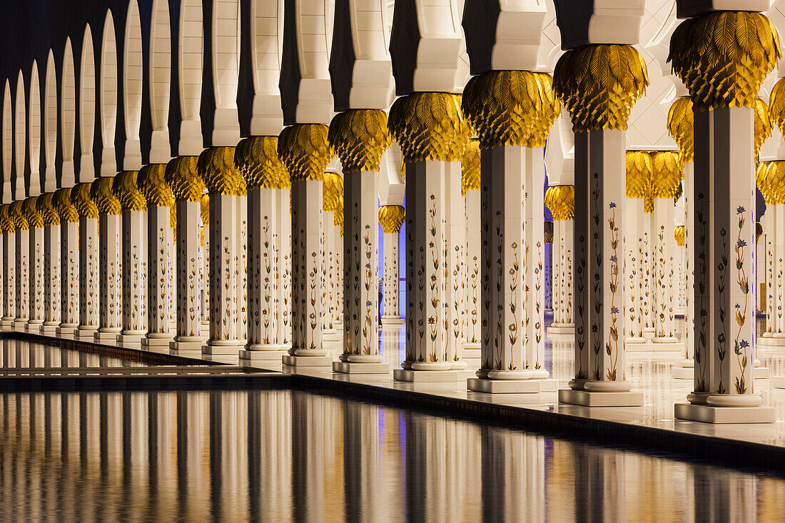 UAE, Abu Dhabi. Sheikh Zayed bin Sultan Mosque arches