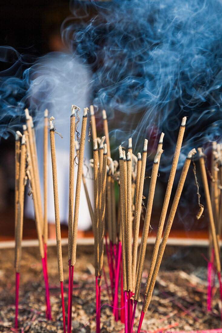 Vietnam, Hue. Thien Mu Pagoda, joss sticks