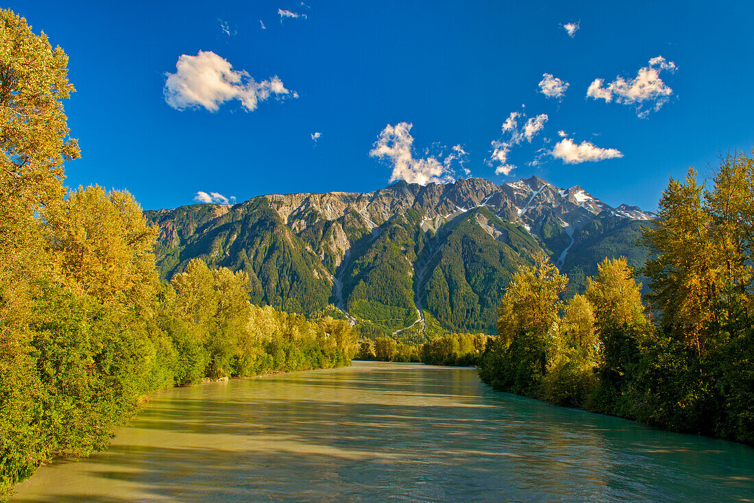 Canada, British Columbia, Pemberton. Mountains and Lillooet River