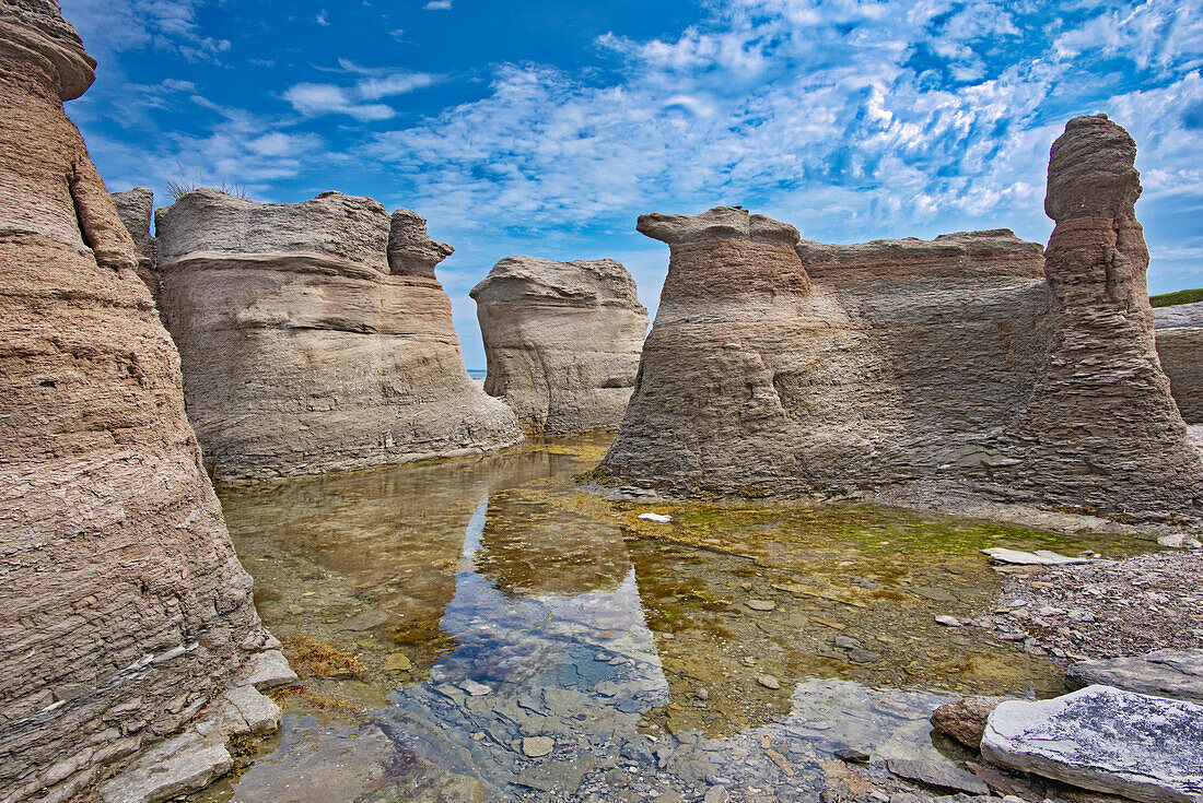 Canada, Quebec, Mingan Archipelago National Park Reserve. Eroded rock formations