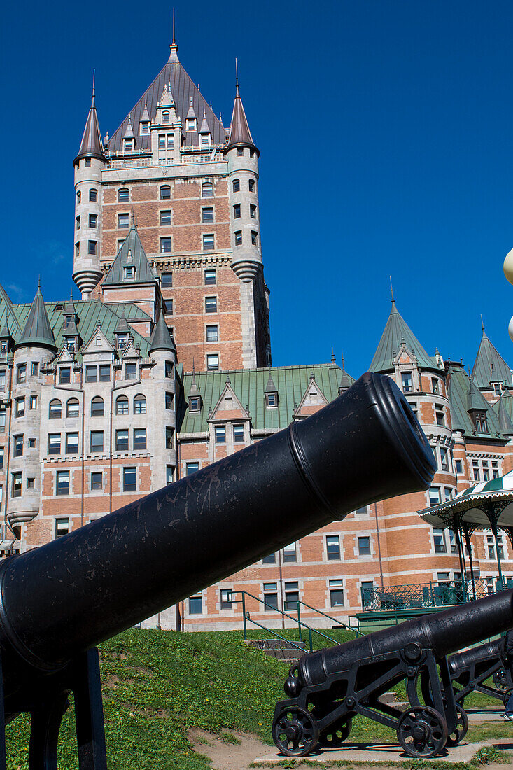 Kanada, Quebec, Quebec-Stadt. Fairmont Hotel, Chateau Frontenac. Blick von der Altstadt von Quebec, UNESCO.
