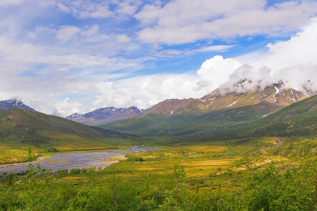 Canada, Yukon. Landscape of Tombstone Range and North Klondike River