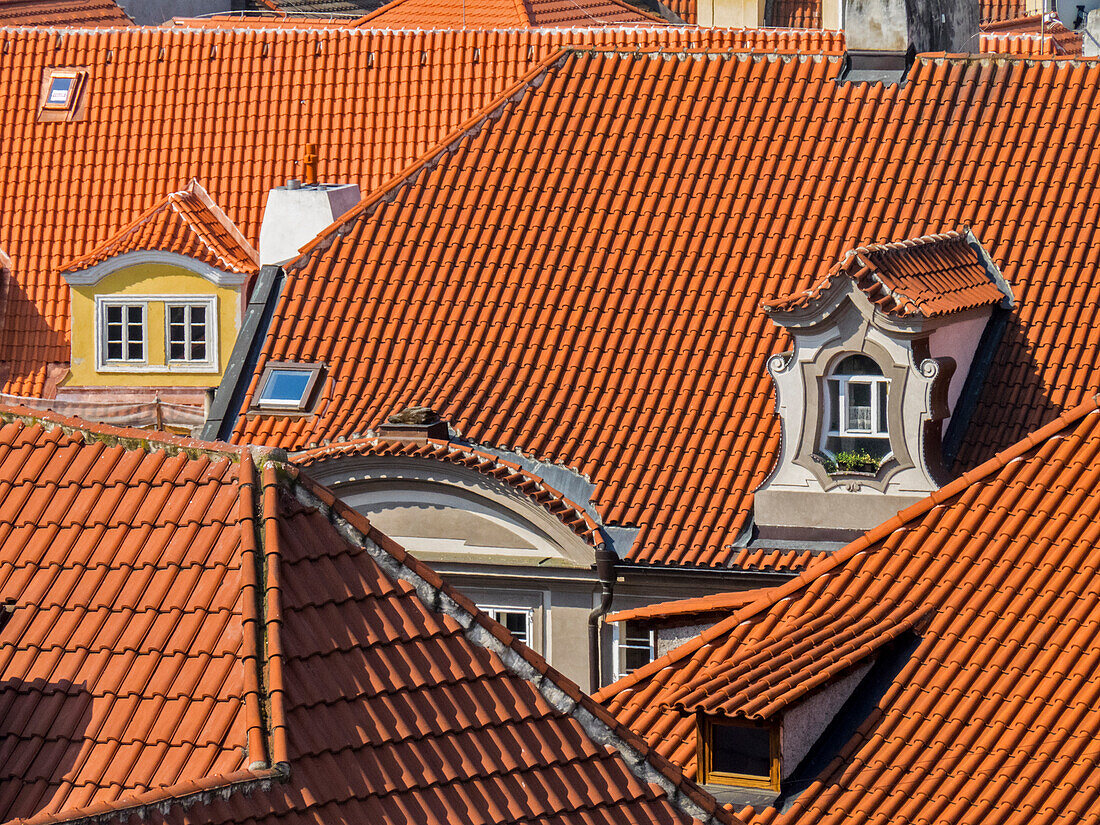 Czech Republic, Prague. Rooftops as seen from above.