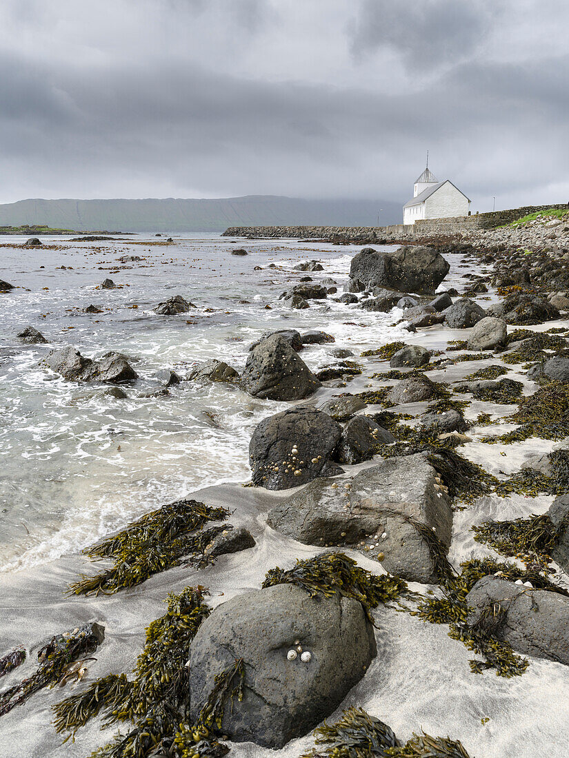 Saint Olav s church (Olavskirkjan) in Kirkjubour. Denmark, Faroe Islands