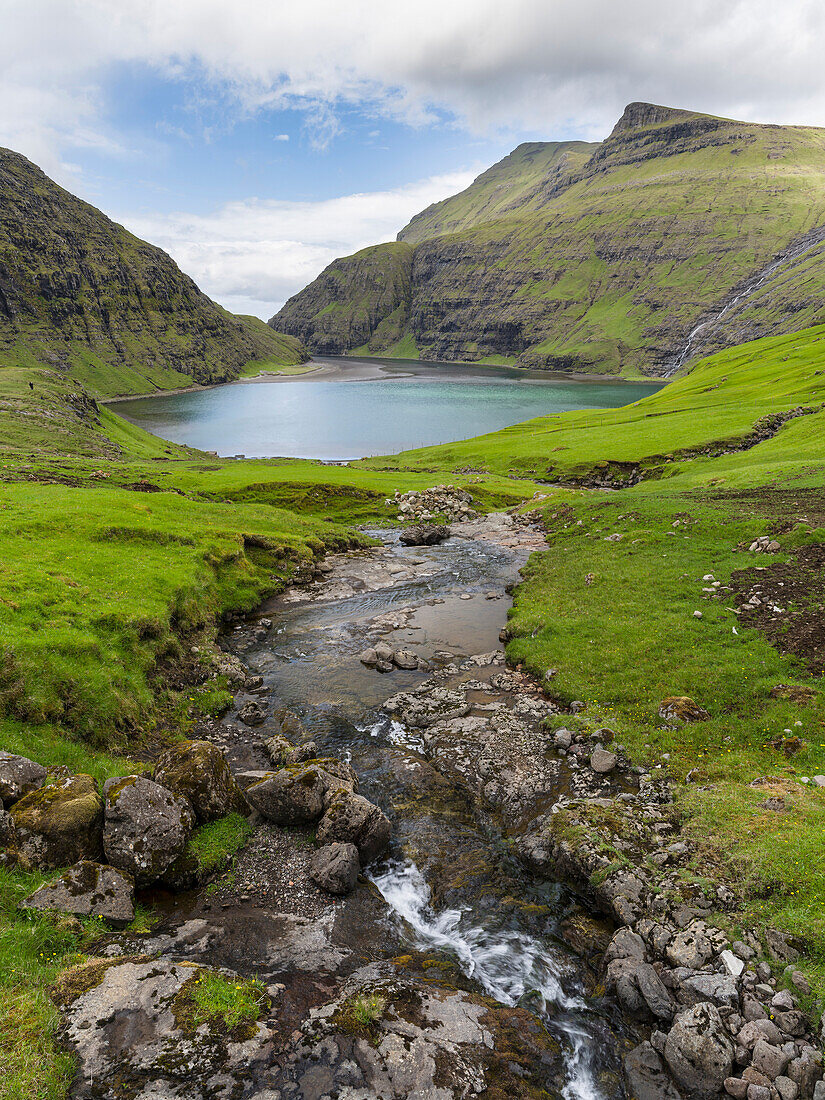 The valley of Saksun, one of the main attractions of the Faroe Islands. Denmark, Faroe Islands