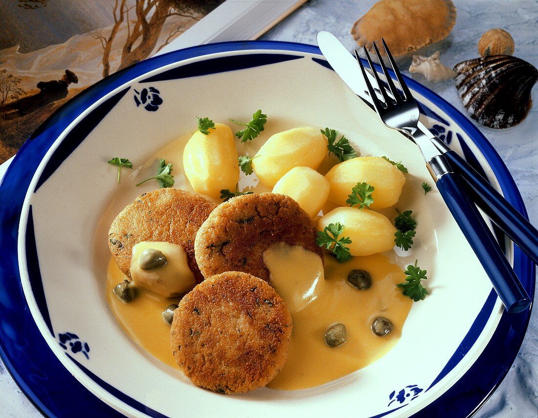 Sassnitz herring frikadellas with potatoes & caper sauce