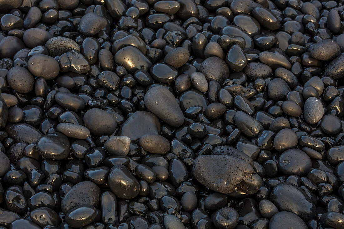 Black pebbles on the beach on the Snaefellsnes Peninsula in western Iceland