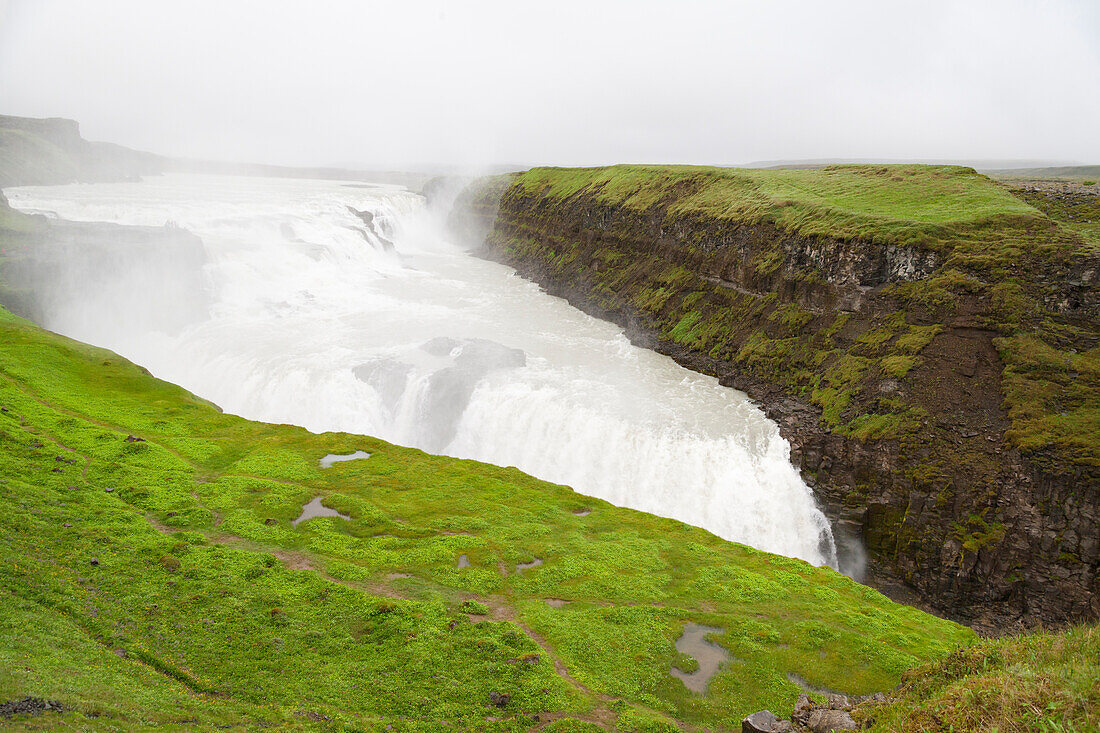 Europe, Iceland, Golden Circle, Gullfoss, Golden Falls. Image of one of the most powerful, scenic waterfalls in Iceland.