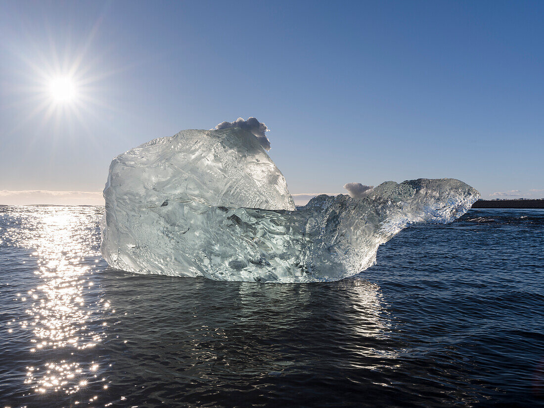 Icebergs on black volcanic beach. Beach of the North Atlantic near the glacial lagoon Jokulsarlon and glacier Breithamerkurjokull in the Vatnajokull National Park. (Large format sizes available)