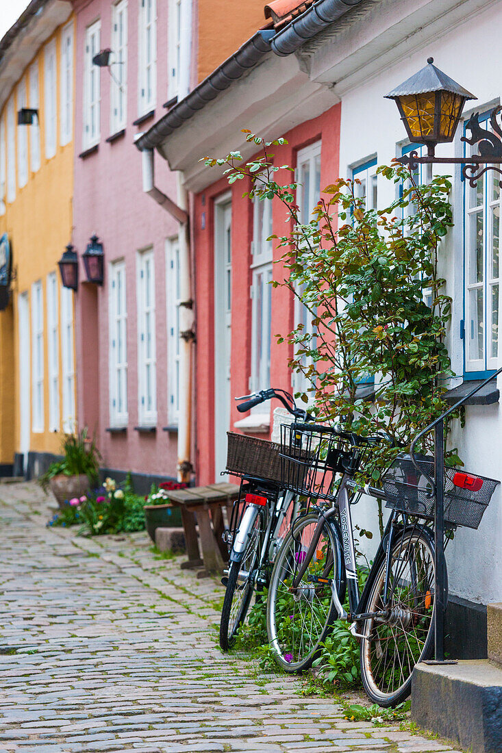 Denmark, Jutland, Aalborg, houses along Hjelmerstald Street