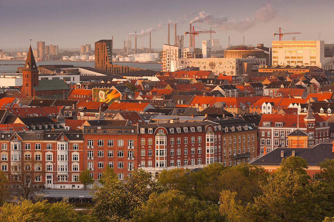 Denmark, Jutland, Aalborg, elevated city view from the south