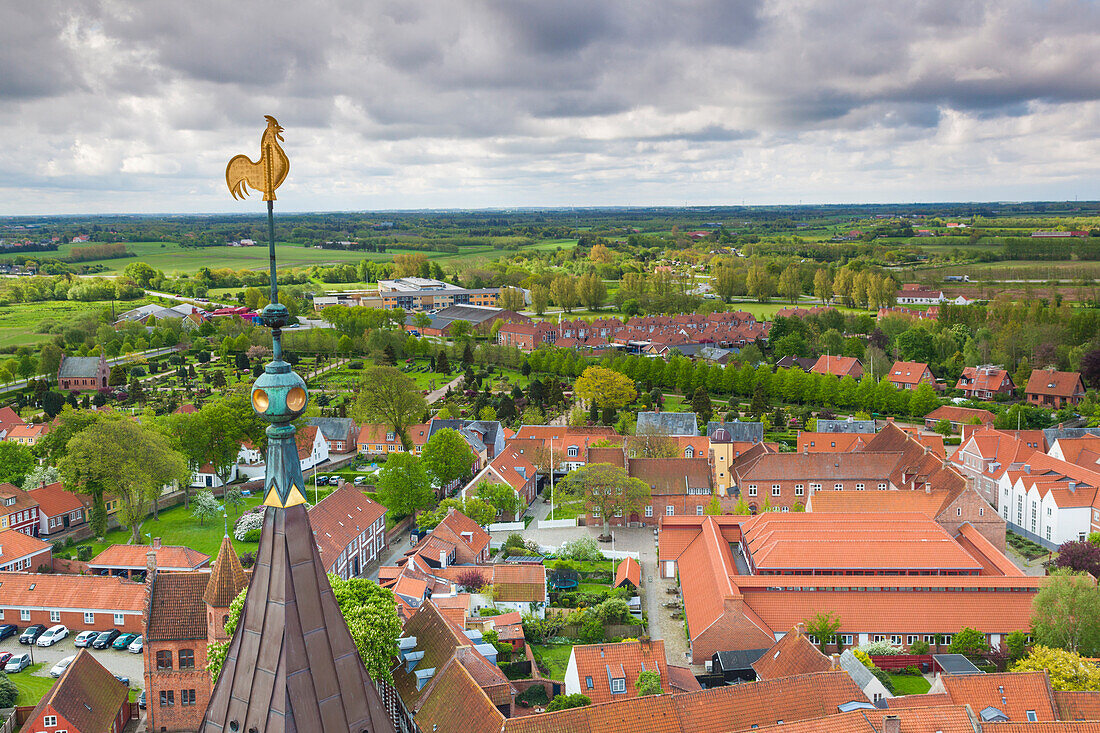 Denmark, Jutland, Ribe, elevated town view from Ribe Domkirke Cathedral tower