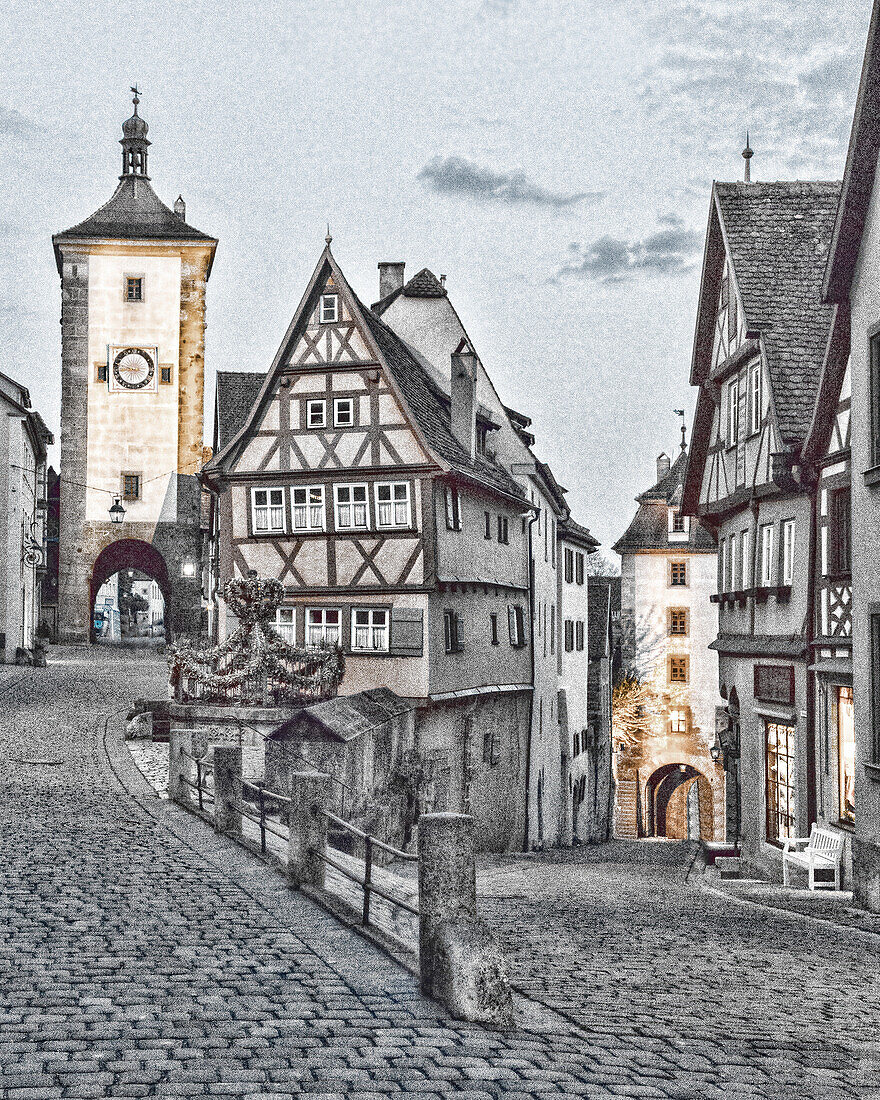 Germany, Rothenberg ob der Tauber, Ploenlein Triangular Place, Digitally Altered