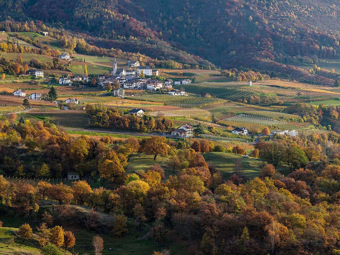 View into the Etsch Valley towards Salurn, Salorno in the South Tyrolean Unterland, Bassa Atesina. (Large format sizes available)